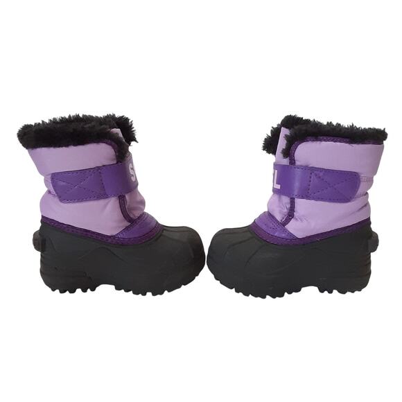 Sorel Snow Commander Snow Boots Girls 7 Purple Sherpa Winter Boot Insulated - Picture 6 of 9